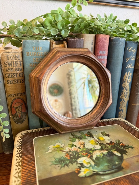 Vintage Octagonal Wall Mirror in Brown and Gold Tones - Picture 10 of 10